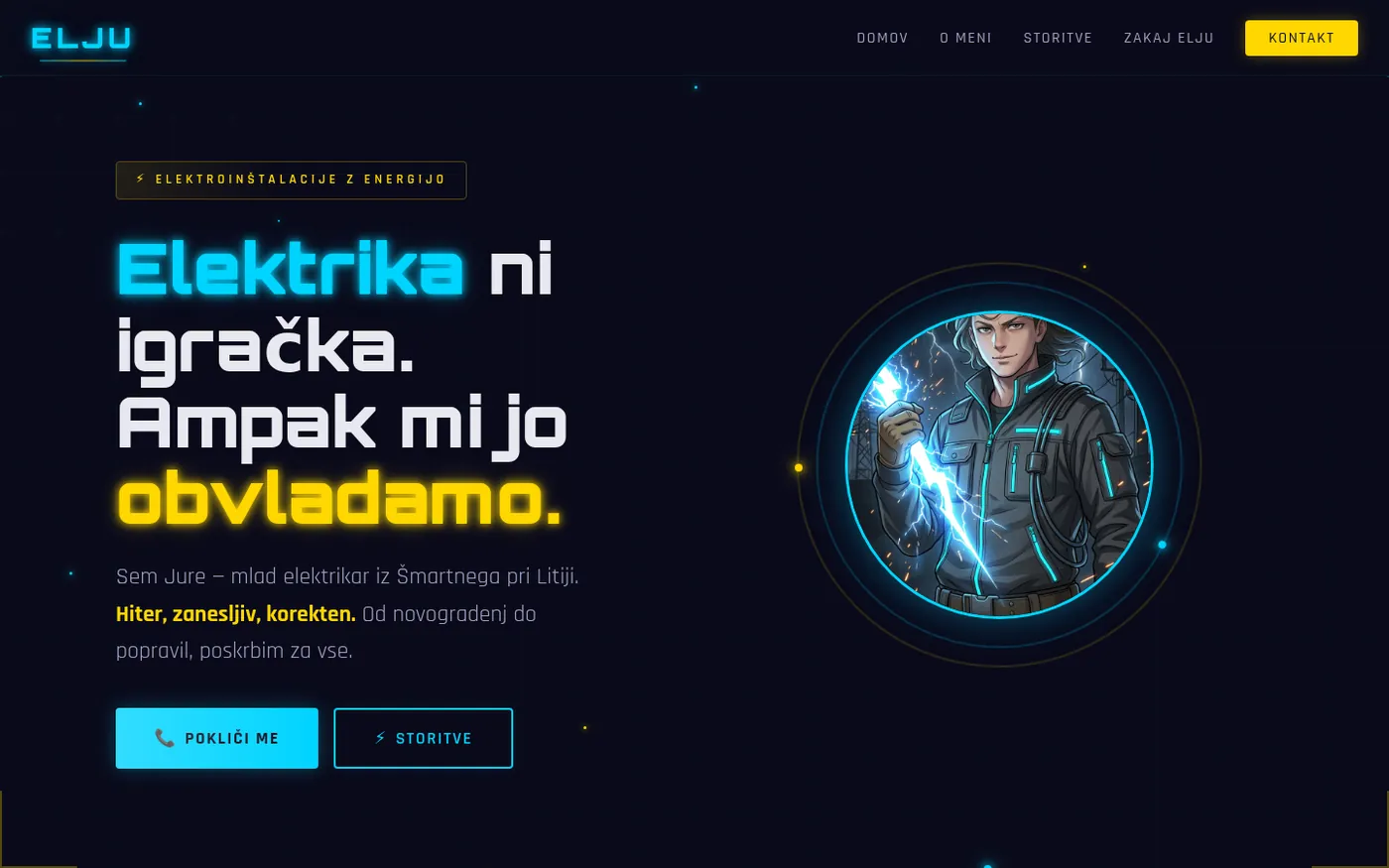 Posnetek spletne strani ELJU Elektroinštalacije.