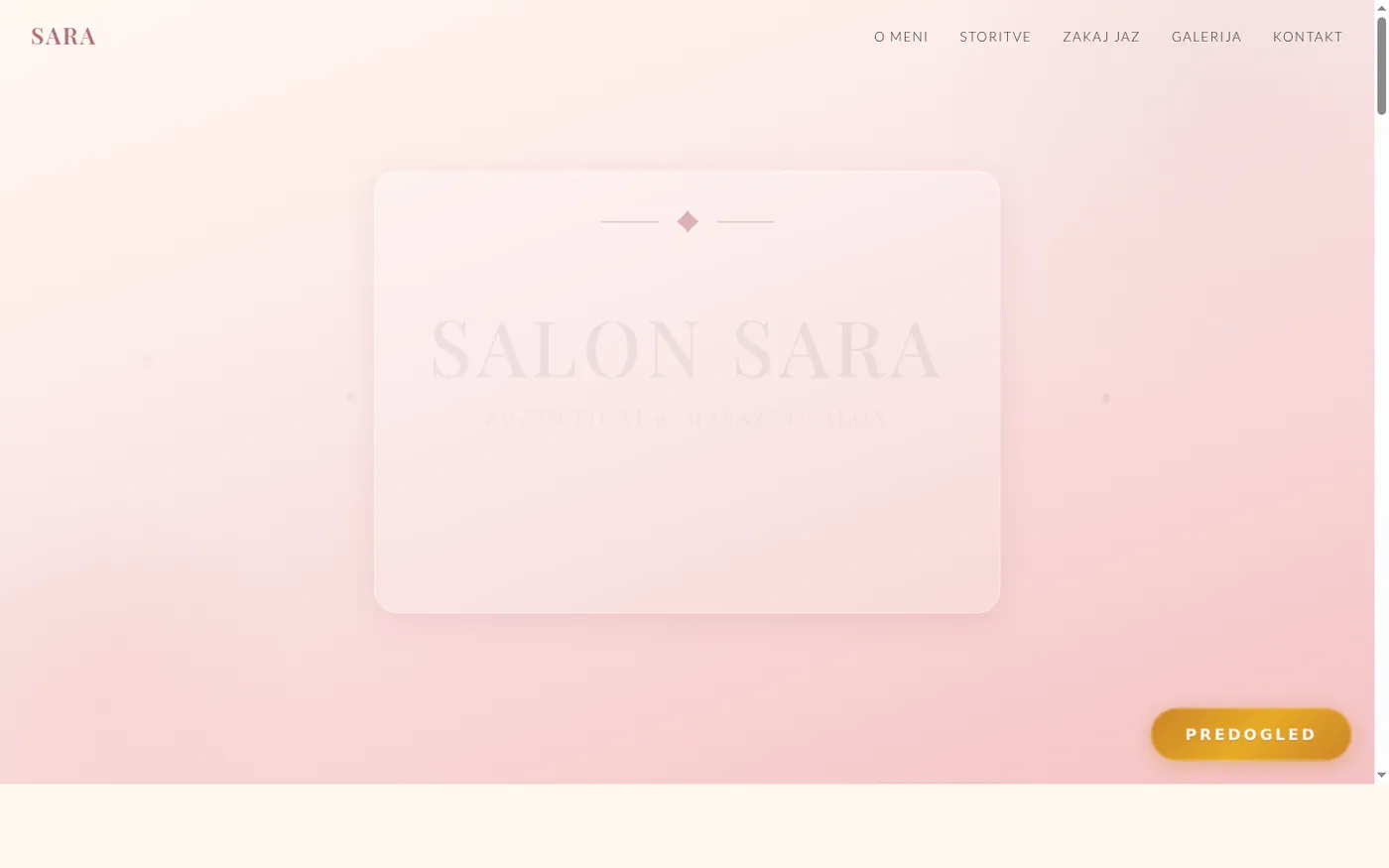 Posnetek spletne strani Salon SARA, kozmetični salon.