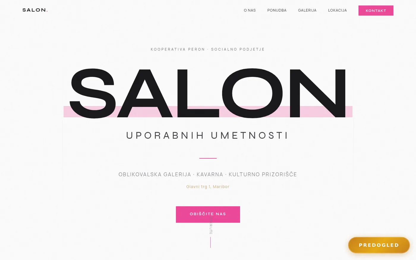 Posnetek spletne strani Salon Uporabnih Umetnosti.